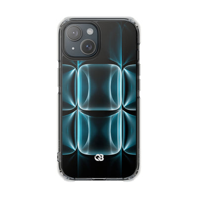 Translucent Cyber Grid · Clear Impact Magnetic Phone Case for iPhone ·  Teal