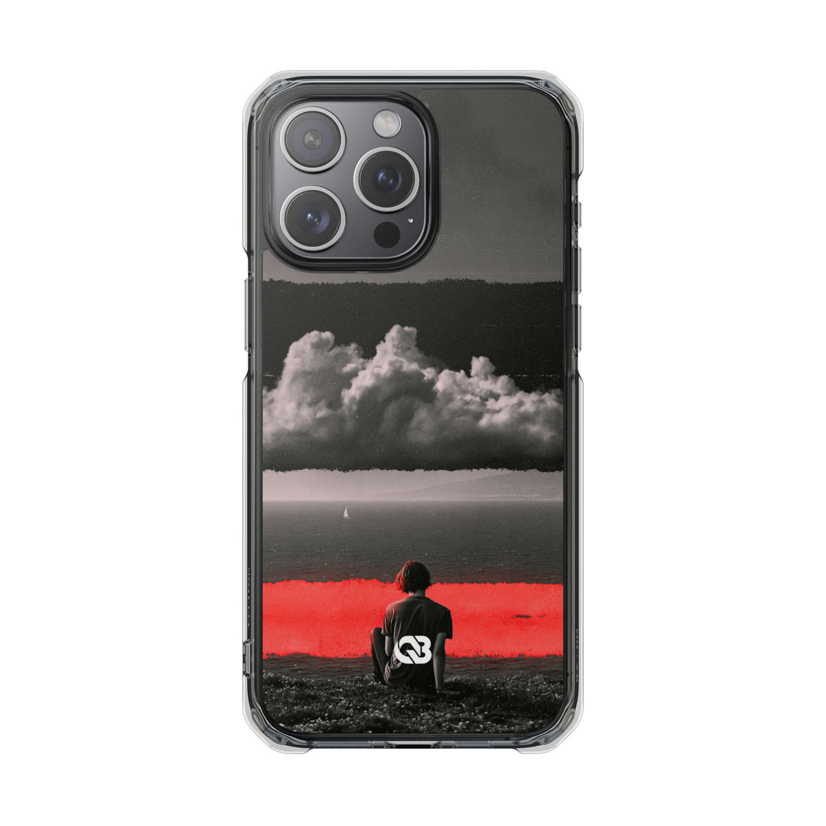 Crimson Horizon · Clear Impact Magnetic Phone Case for iPhone ·  Black