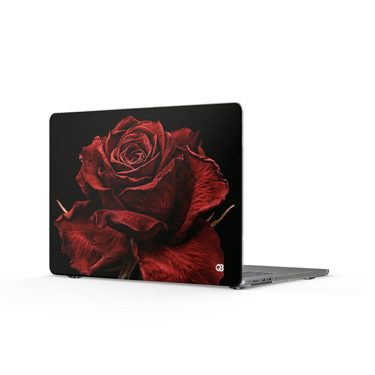 Crimson Noir Rose · Clear Hard Case for MacBook · Black