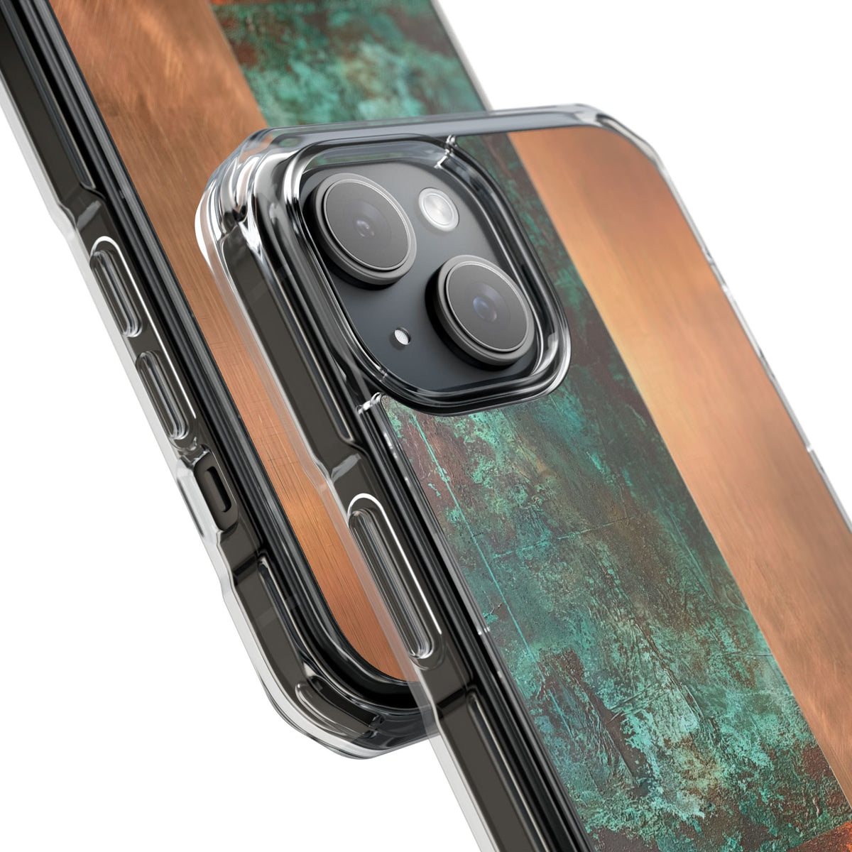 Oxidized Copper Patina · Clear Impact Magnetic Phone Case for iPhone ·  Green
