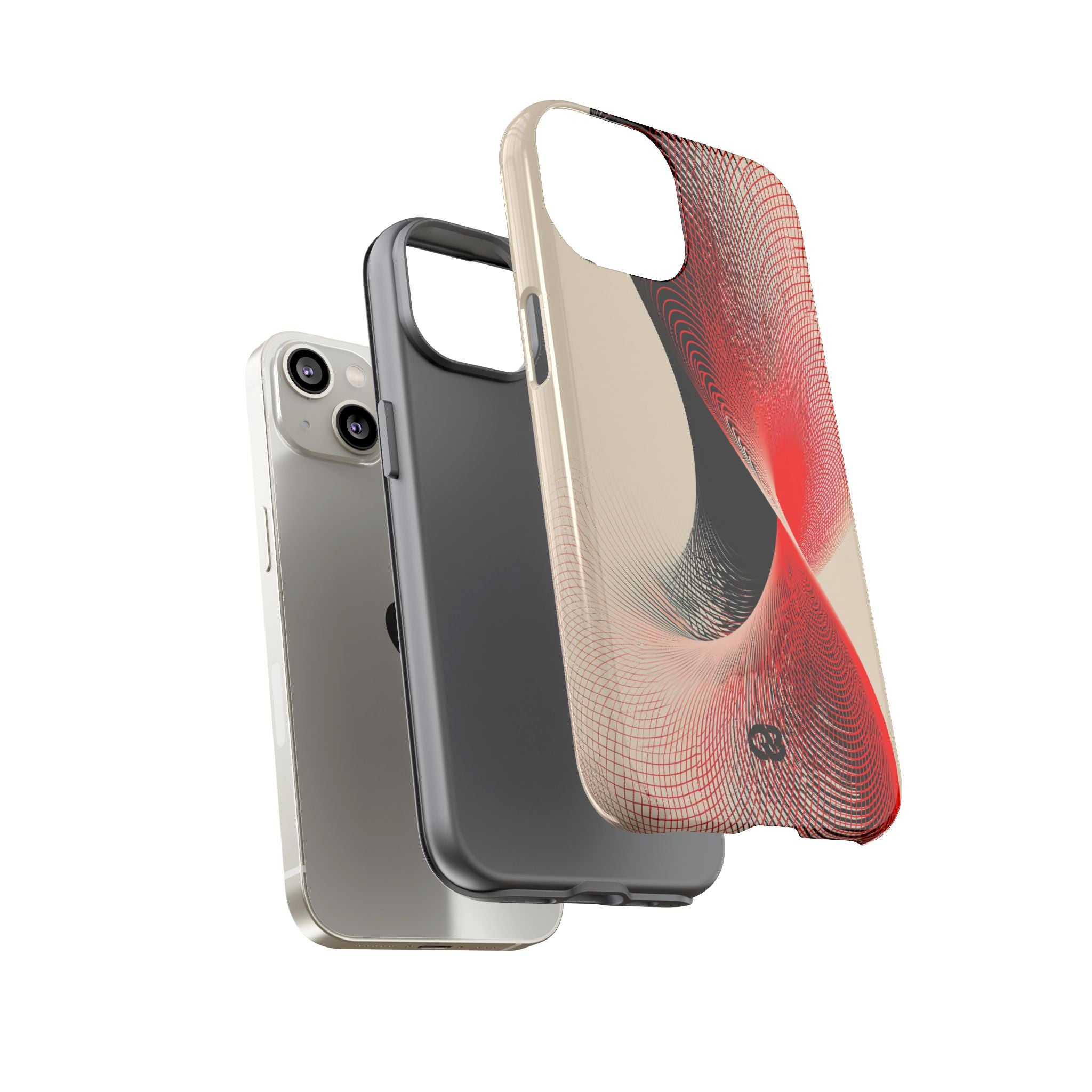 Red Tough Phone Case for iPhone - Crimson Grid Vortex