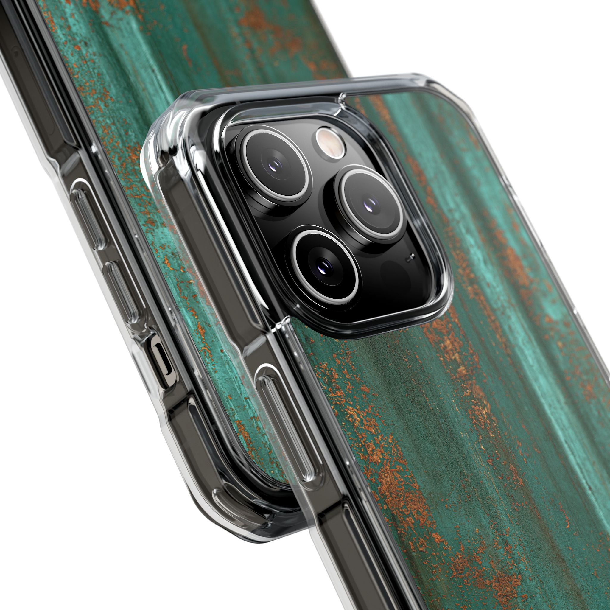 Teal Impact MagSafe Phone Case for iPhone - Verdigris Copper Siding
