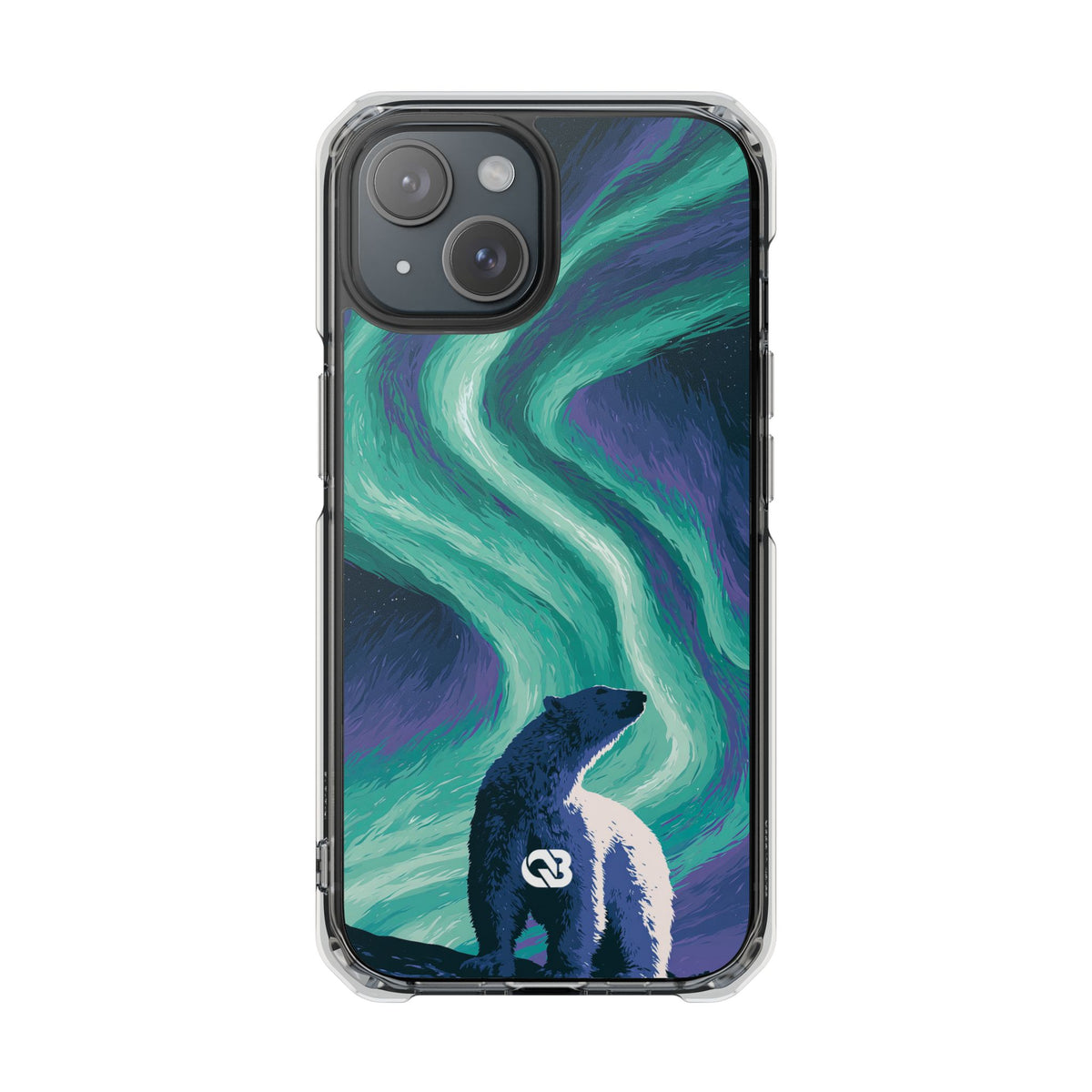 Arctic Aurora Bear · Clear Impact Magnetic Phone Case for iPhone · Teal