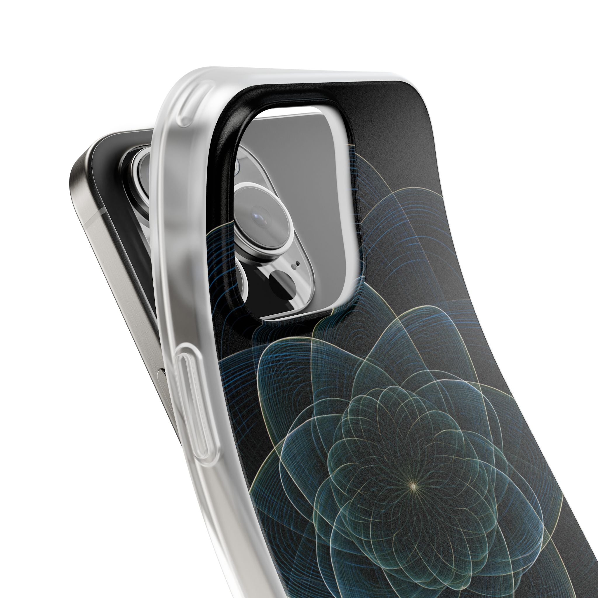 Blue Lite Phone Case for iPhone - Celestial Wireframe Bloom