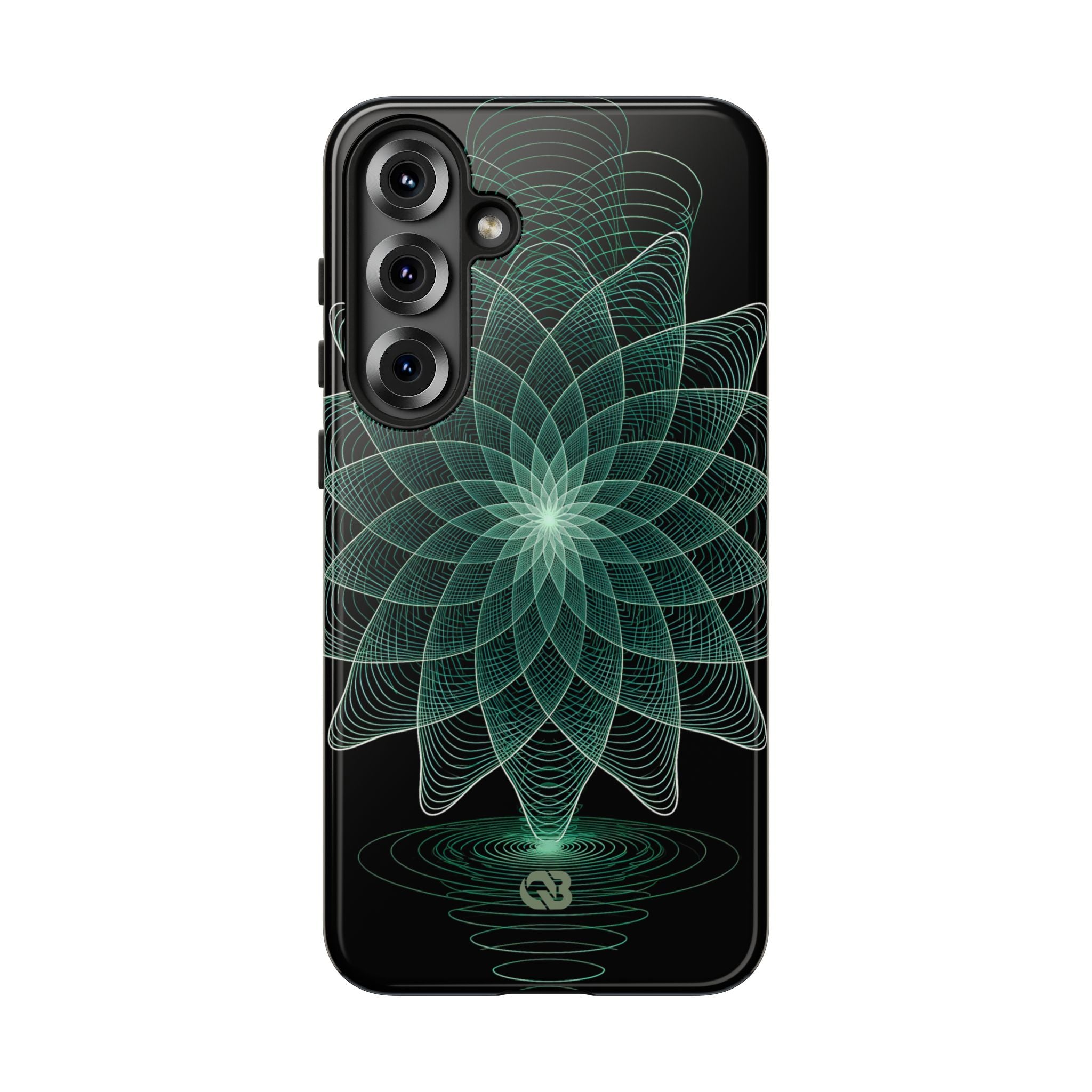Green Tough Phone Case for Samsung - Cyan Signal Bloom