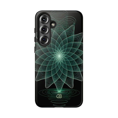 Green Tough Phone Case for Samsung - Cyan Signal Bloom