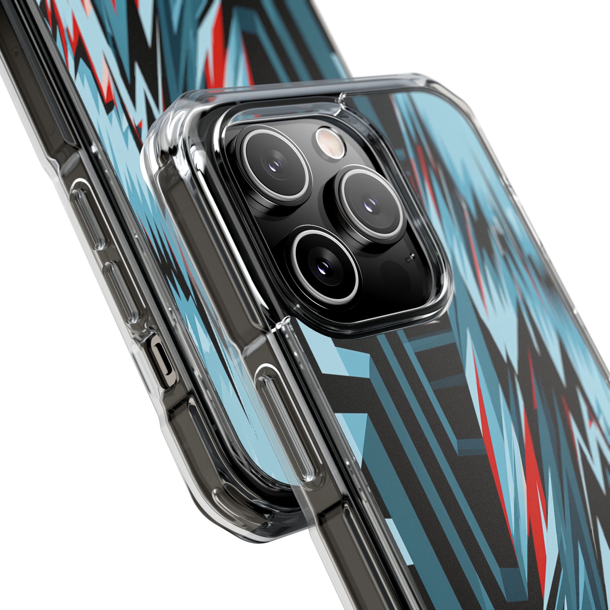 Blue Impact MagSafe Phone Case for iPhone - Glitch Peak Cyan