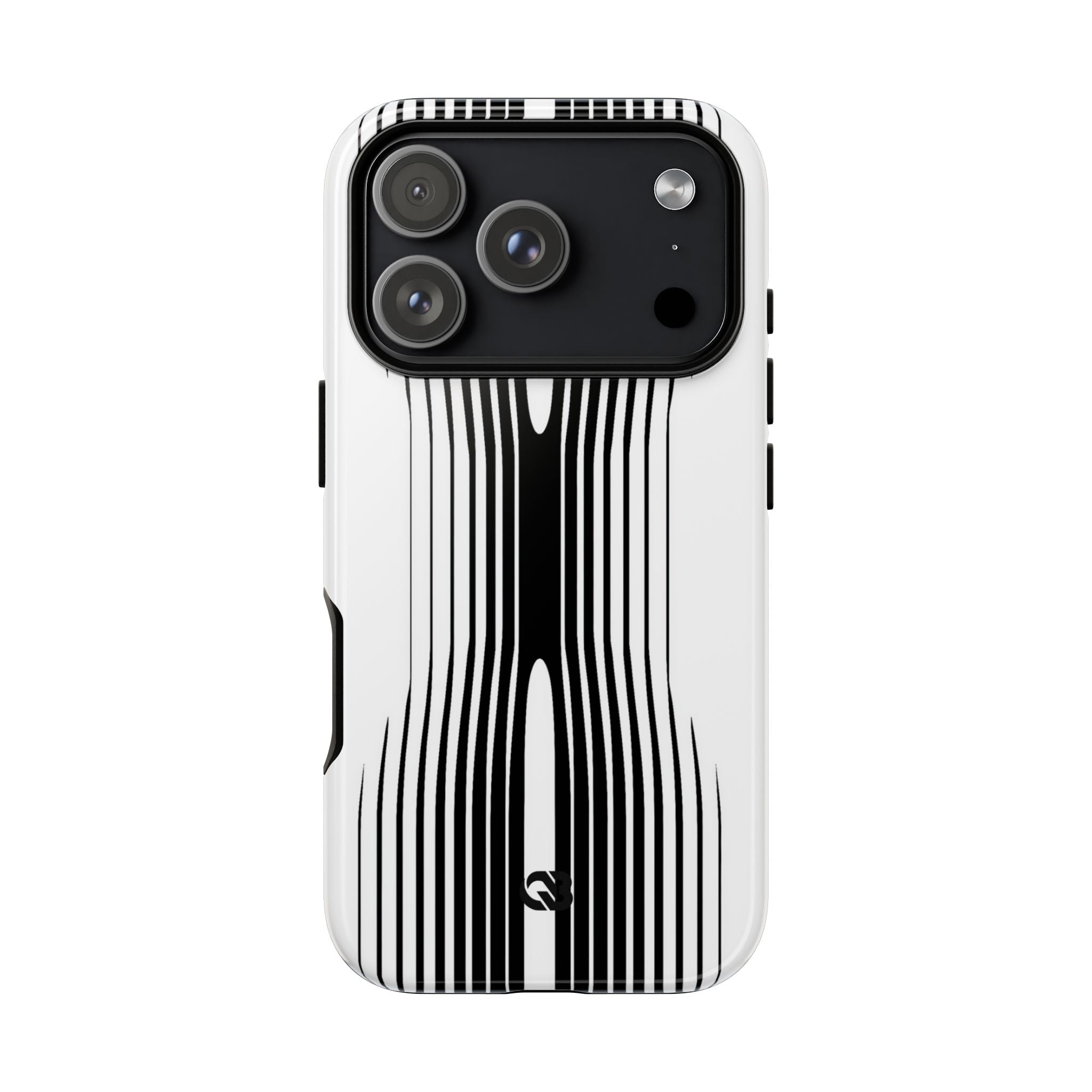 White Tough Phone Case for iPhone - Kinetic Mono Distortion