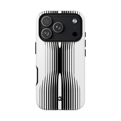 White Tough Phone Case for iPhone - Kinetic Mono Distortion