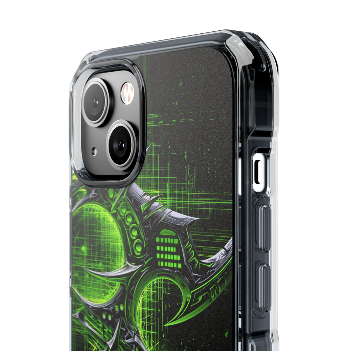 Cyber Sigil Grid · Clear Impact Magnetic Phone Case for iPhone · Green