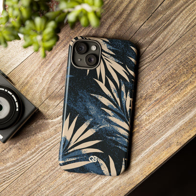 Blue Tough Phone Case for iPhone - Midnight Indigo Palm