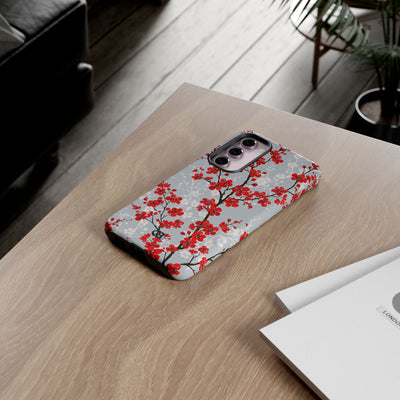Grey Tough Phone Case for Samsung - Crimson Sakura Slate