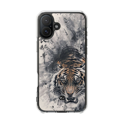 Fierce Ink Tiger · Clear Impact Magnetic Phone Case for iPhone · Beige