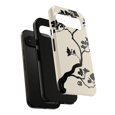 Beige Tough Phone Case for Google Pixel - Obsidian Bonsai Silhouette
