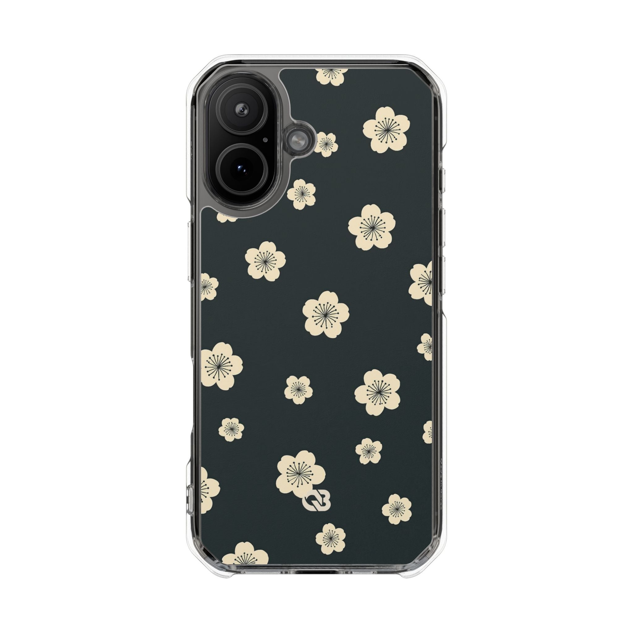 Teal Impact MagSafe Phone Case for iPhone - Obsidian Cream Petals