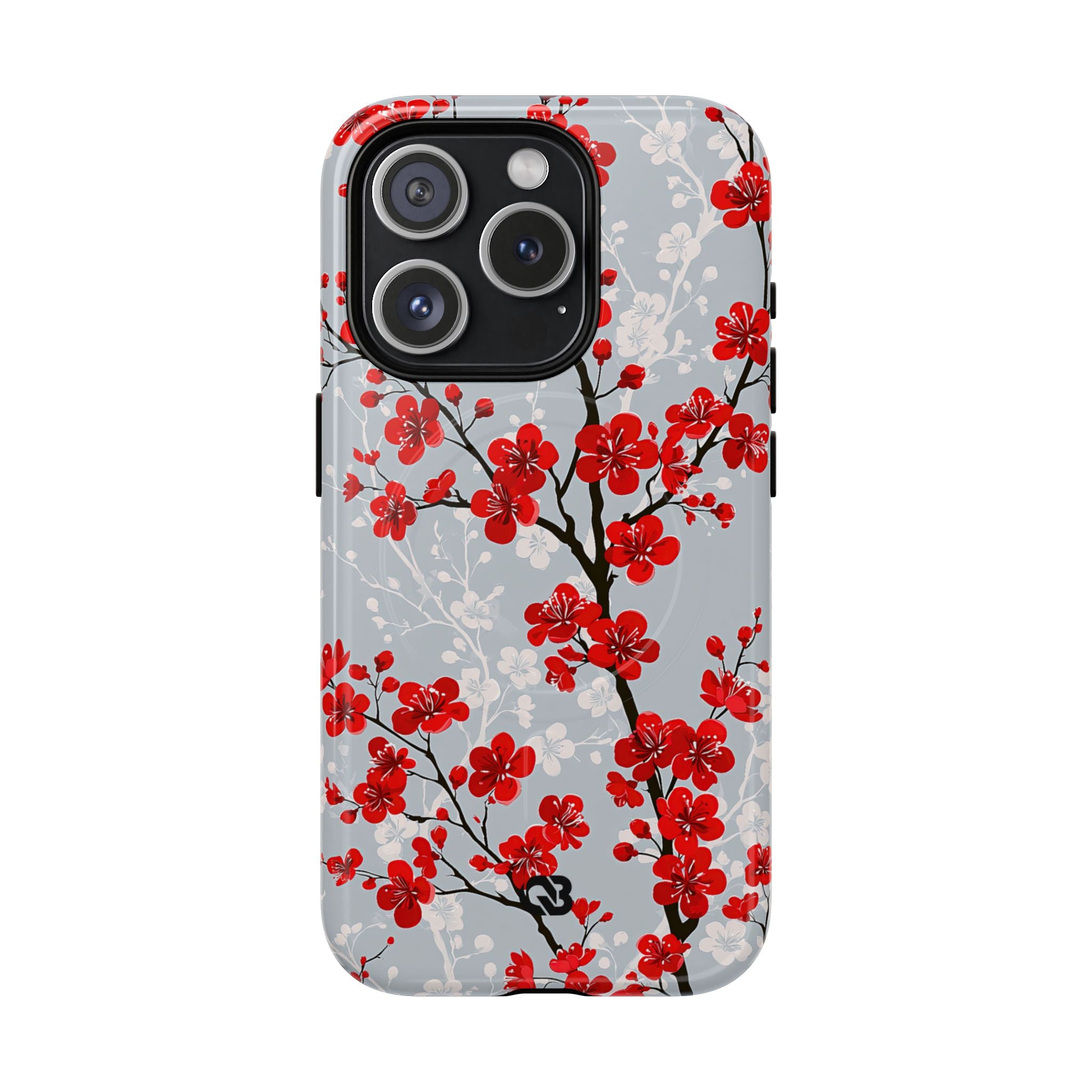 Grey Tough 2.0 Magsafe Phone Case for iPhone - Crimson Sakura Slate