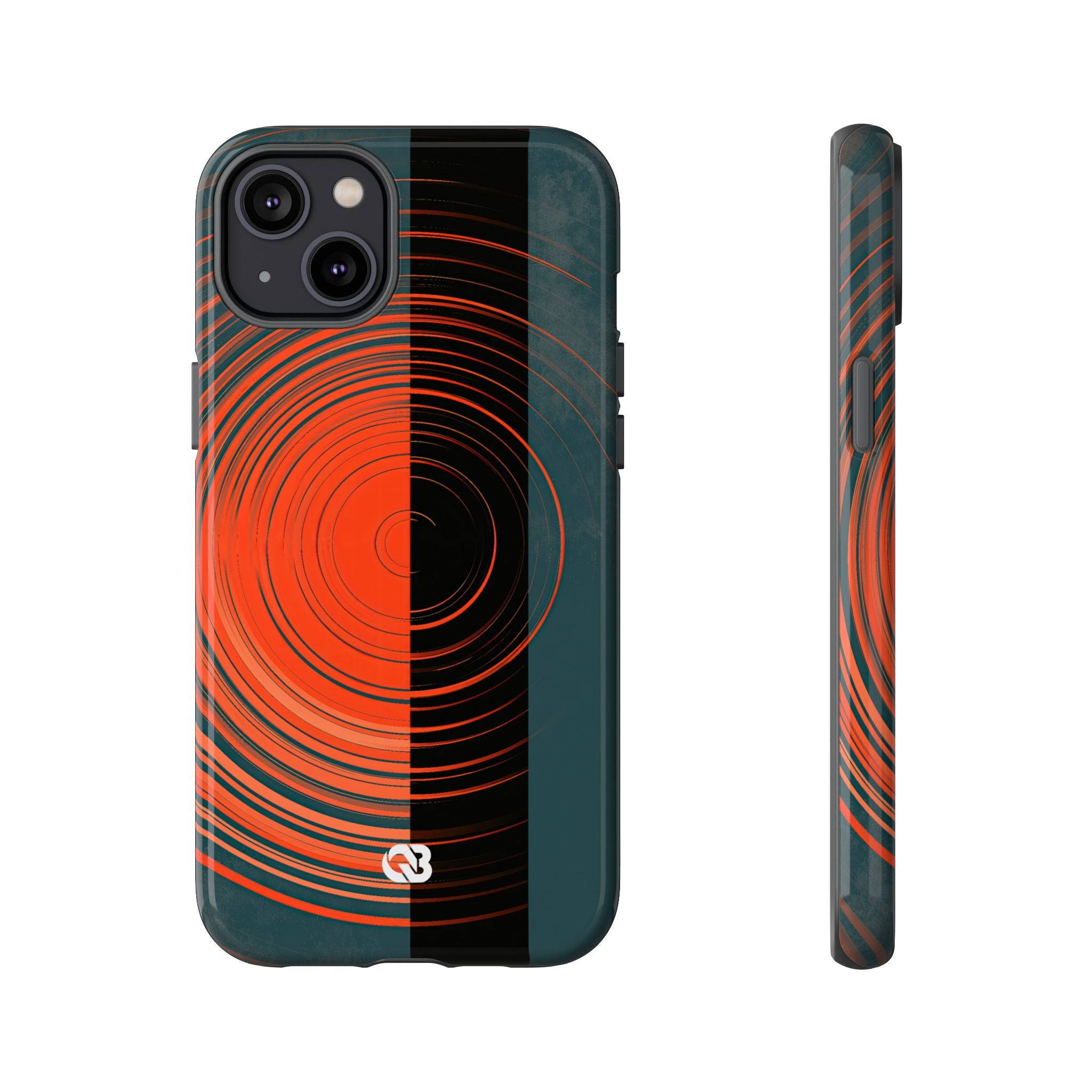 Teal Tough Phone Case for iPhone - Burnt Slate Radial