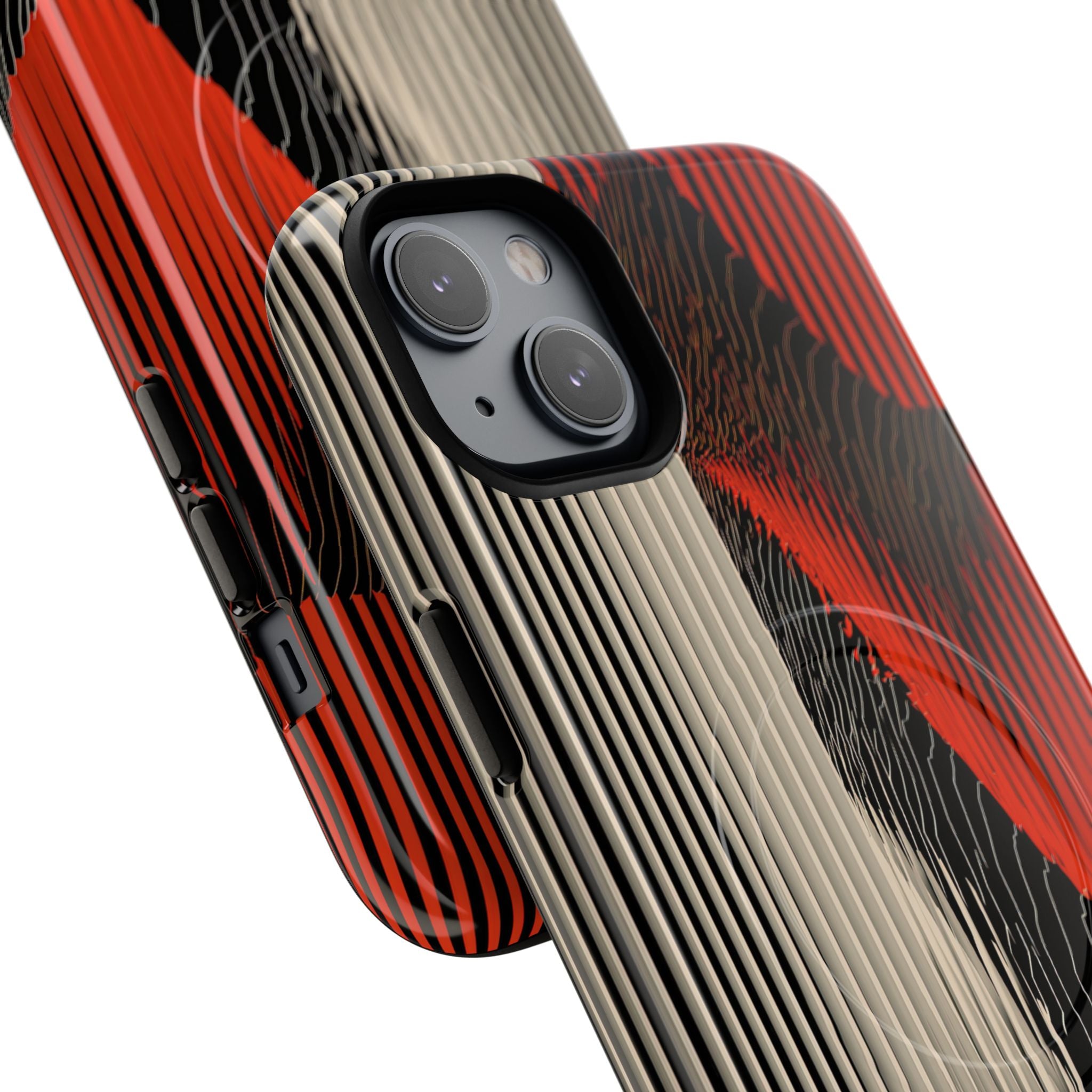 Red Tough 2.0 Magsafe Phone Case for iPhone - Crimson Pulse Topo