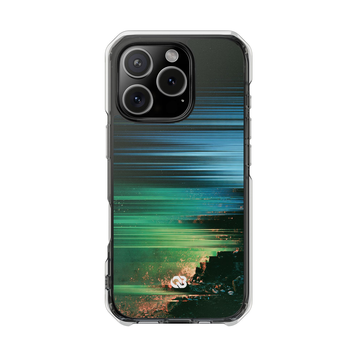 Digital Shoreline Drift · Clear Impact Magnetic Phone Case for iPhone ·  Teal