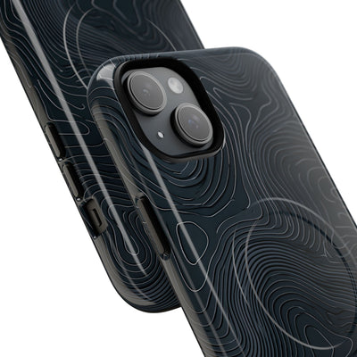 Black Tough 2.0 Magsafe Phone Case for iPhone - Obsidian Ridge Topo