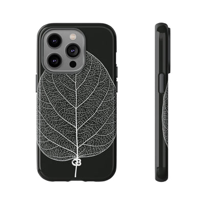 Black Tough Phone Case for iPhone - Bleached Leaf Lattice
