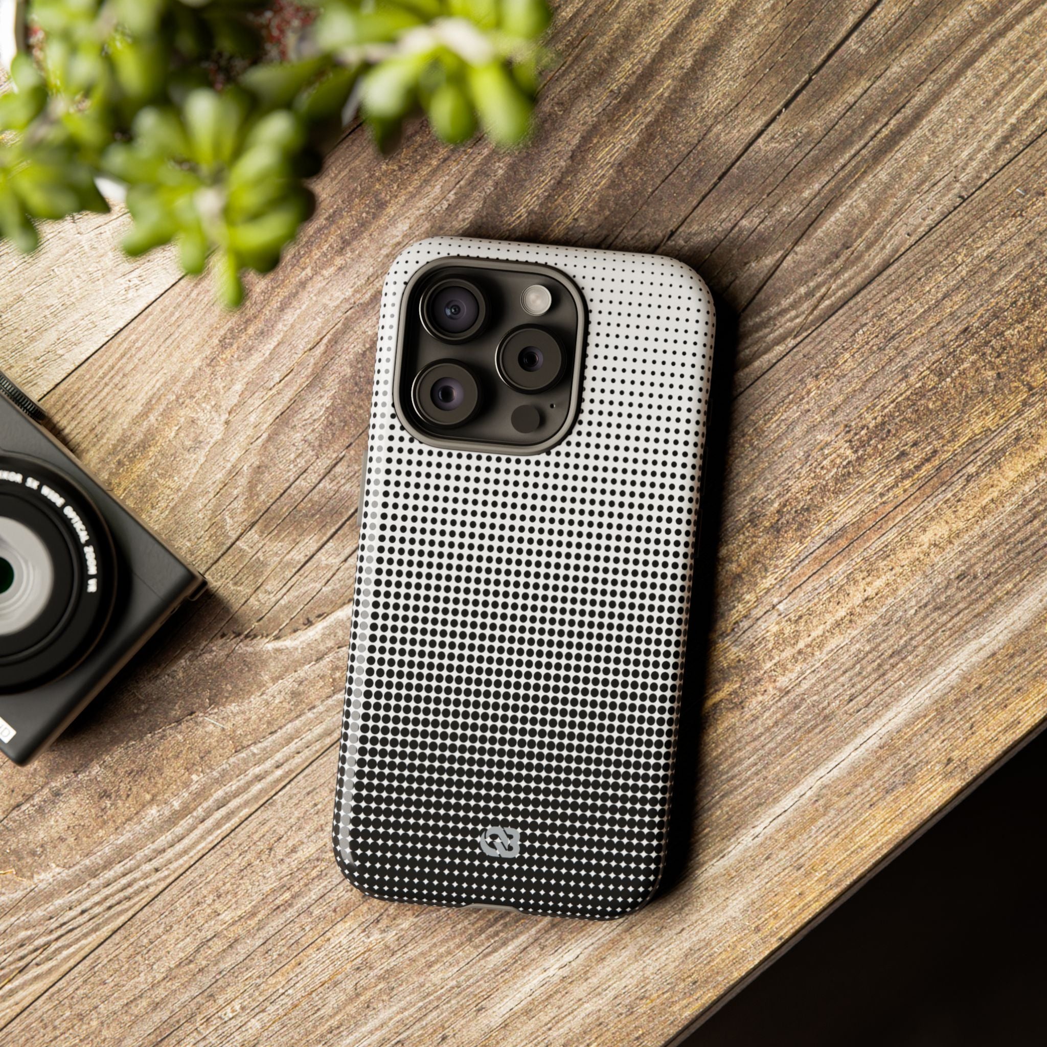 Black Tough Phone Case for iPhone - Obsidian Halftone Flux