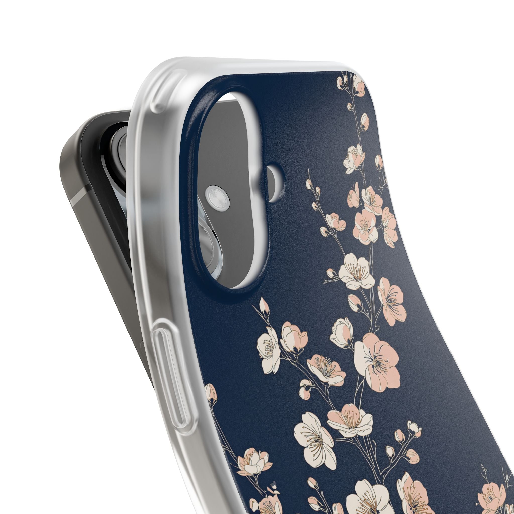 Blue Lite Phone Case for iPhone - Midnight Peach Sakura