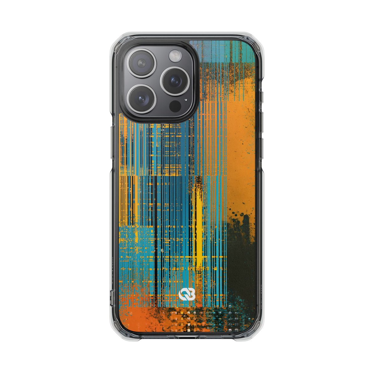Cyber Glitch Stream · Clear Impact Magnetic Phone Case for iPhone · Teal