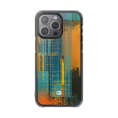 Cyber Glitch Stream · Clear Impact Magnetic Phone Case for iPhone · Teal
