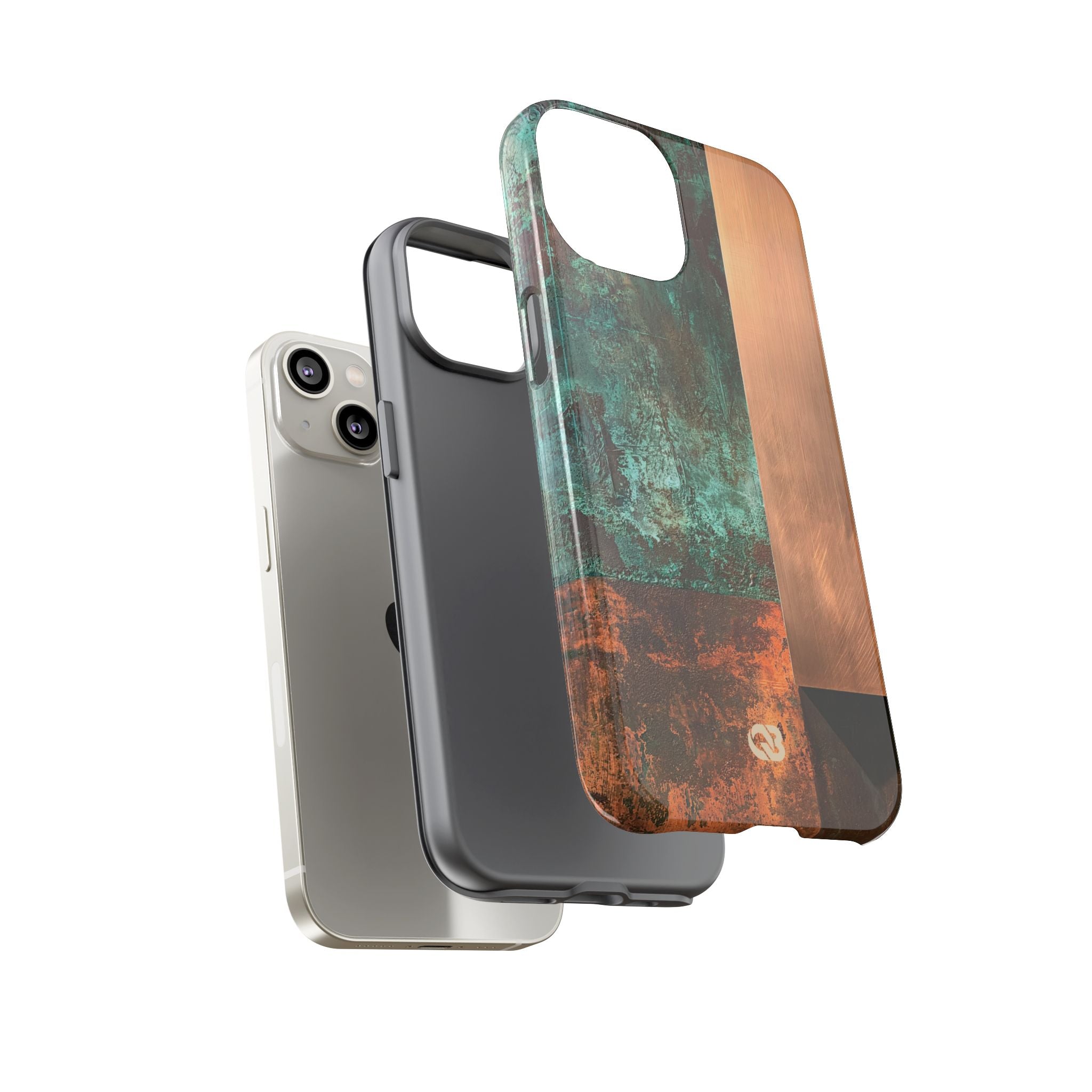 Teal Tough Phone Case for iPhone - Verdigris Copper Slab