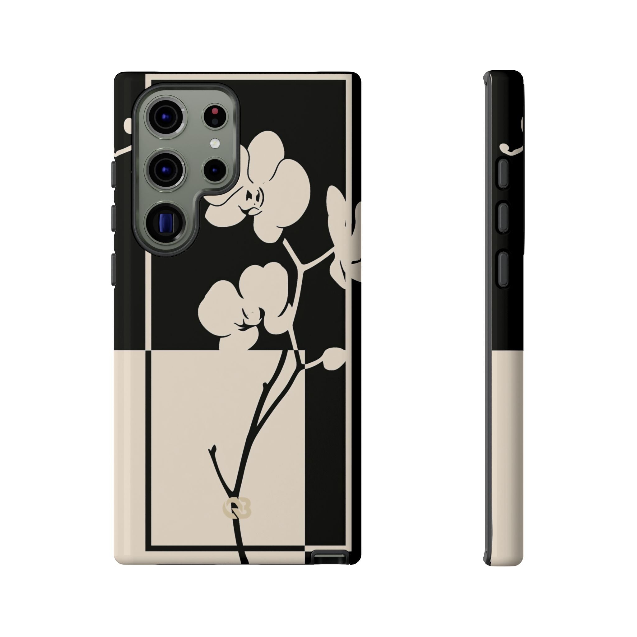 Beige Tough Phone Case for Samsung - Nocturnal Orchid Frame