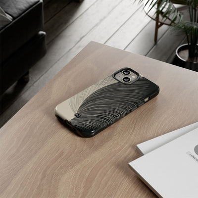 Beige Tough Phone Case for iPhone - Obsidian Cream Plume