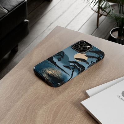 Blue Tough Phone Case for iPhone - Midnight Kyoto Pine