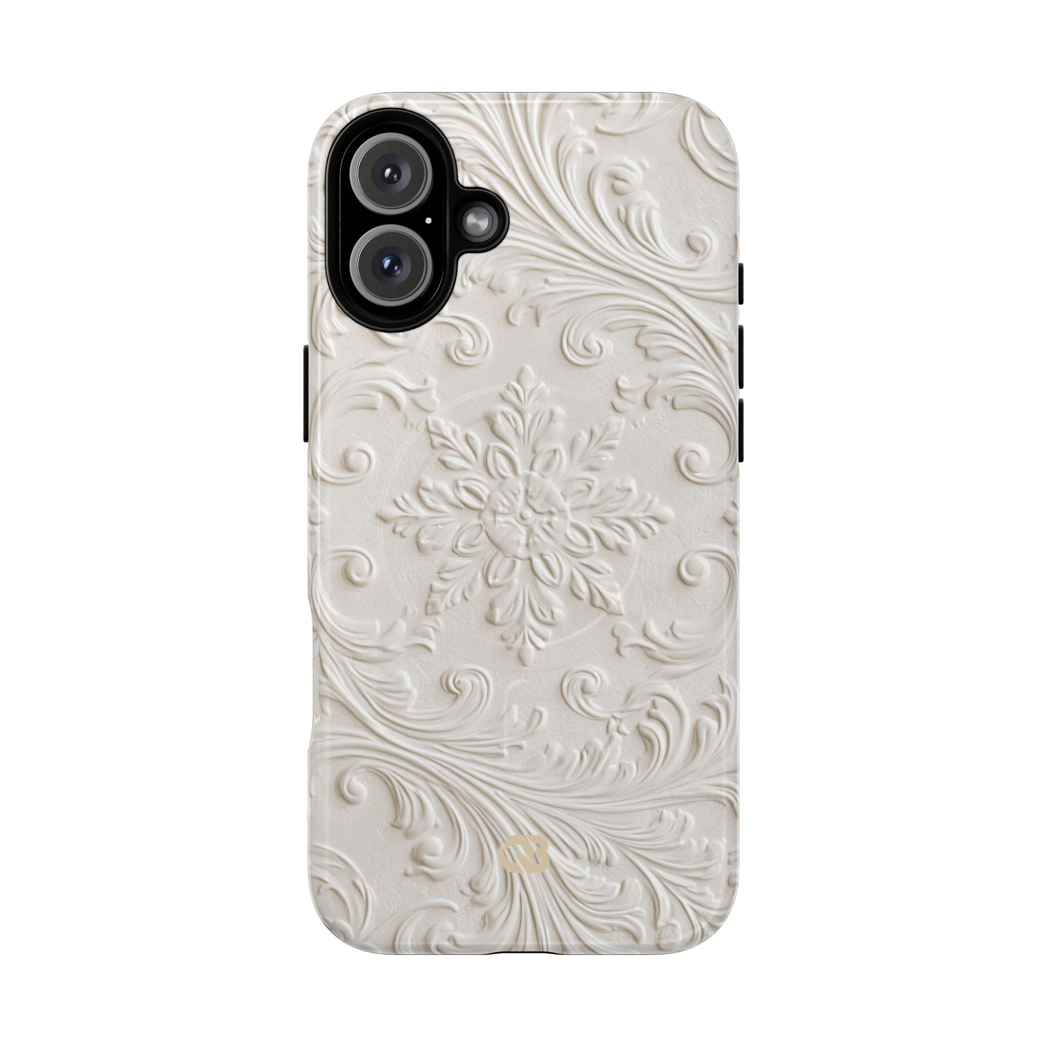 White Tough 2.0 Magsafe Phone Case for iPhone - Alabaster Floral Relief
