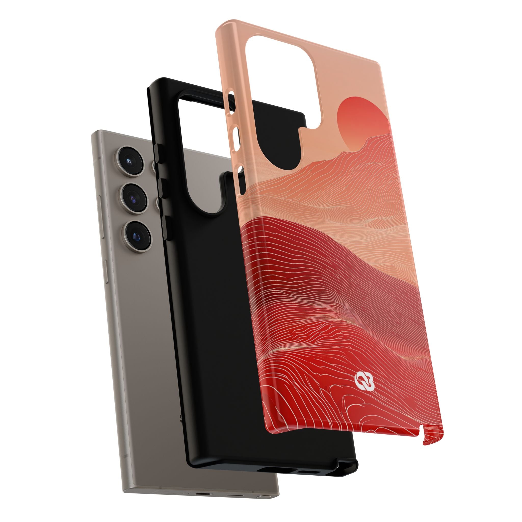 Red Tough Phone Case for Samsung - Crimson Ridge Lines