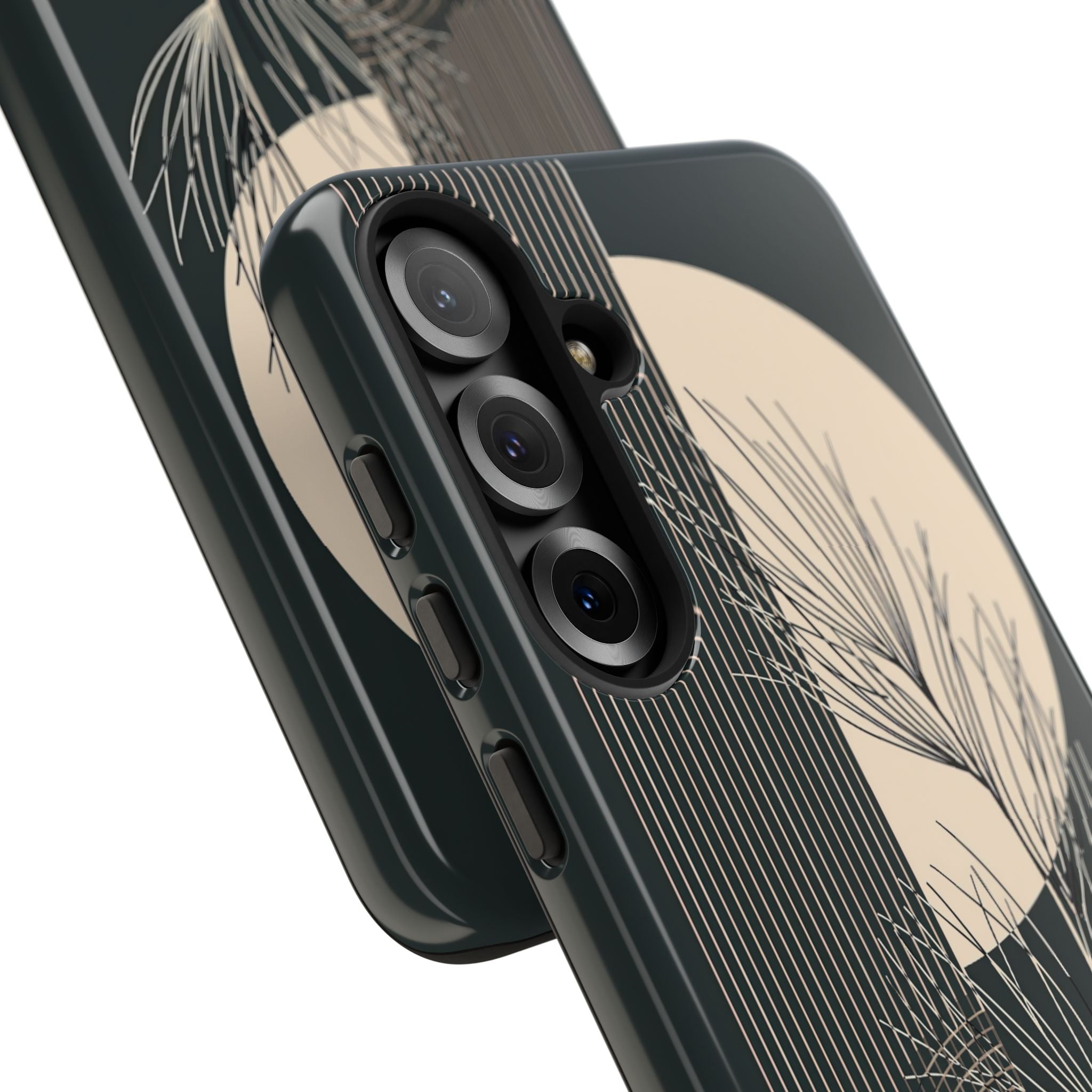 Black Tough Phone Case for Samsung - Obsidian Sand Willow