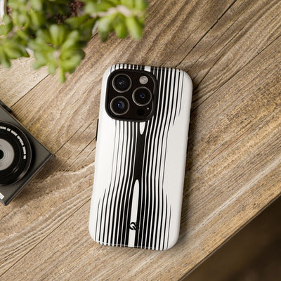 White Tough Phone Case for iPhone - Kinetic Mono Distortion