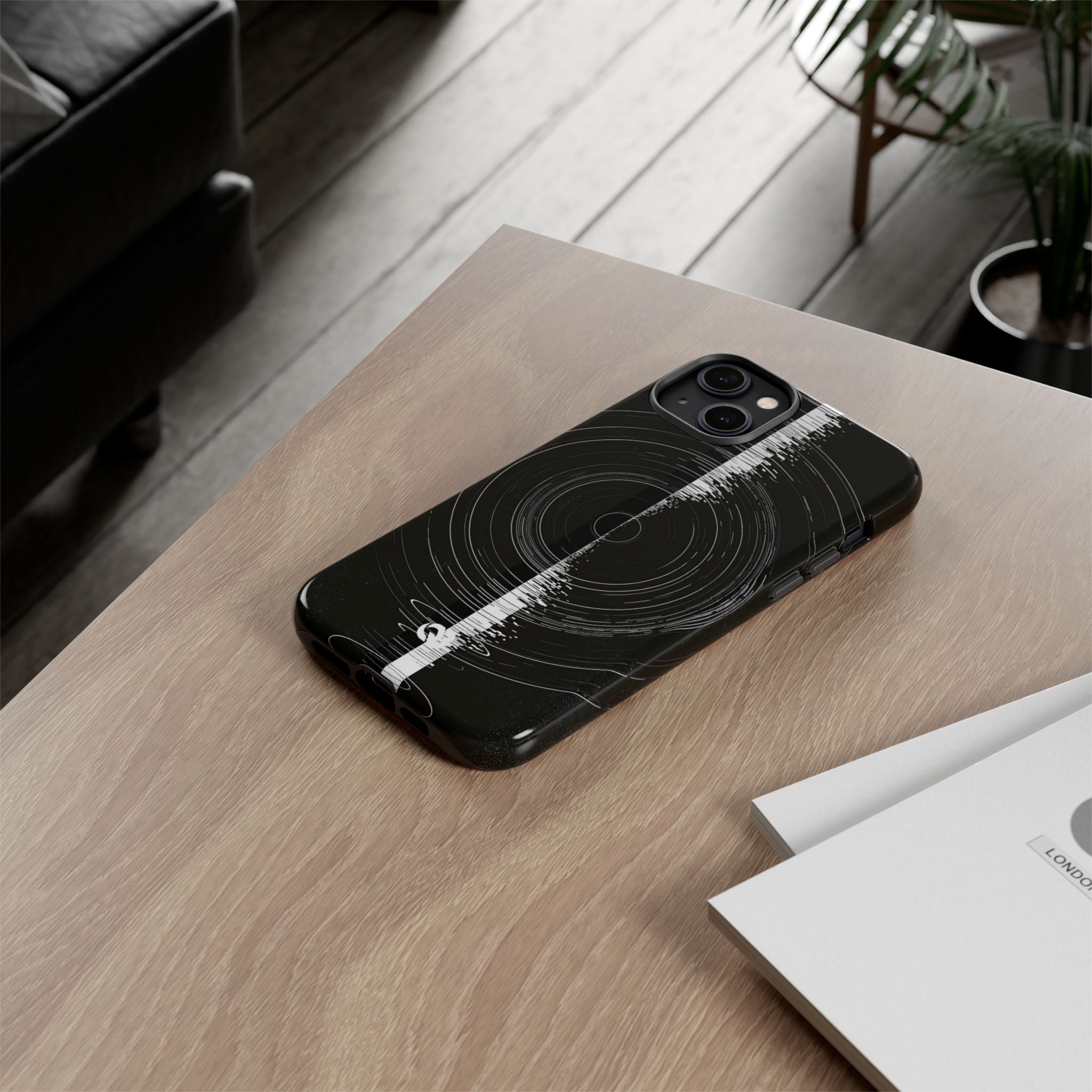 Black Tough Phone Case for iPhone - Obsidian Orbital Signal