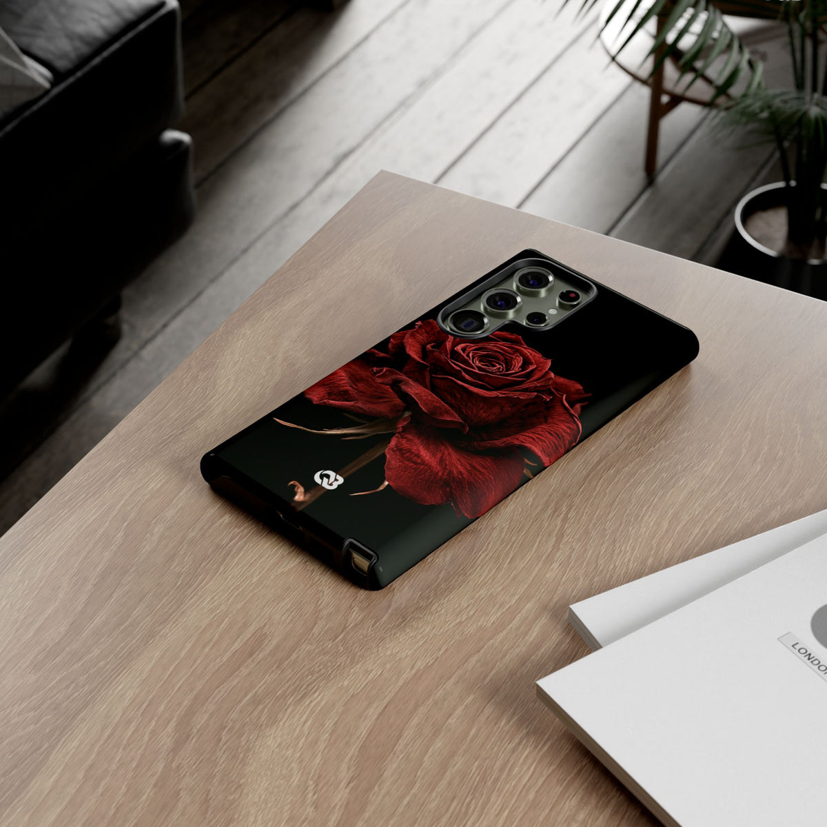 Crimson Noir Rose · Tough Phone Case for Samsung · Black