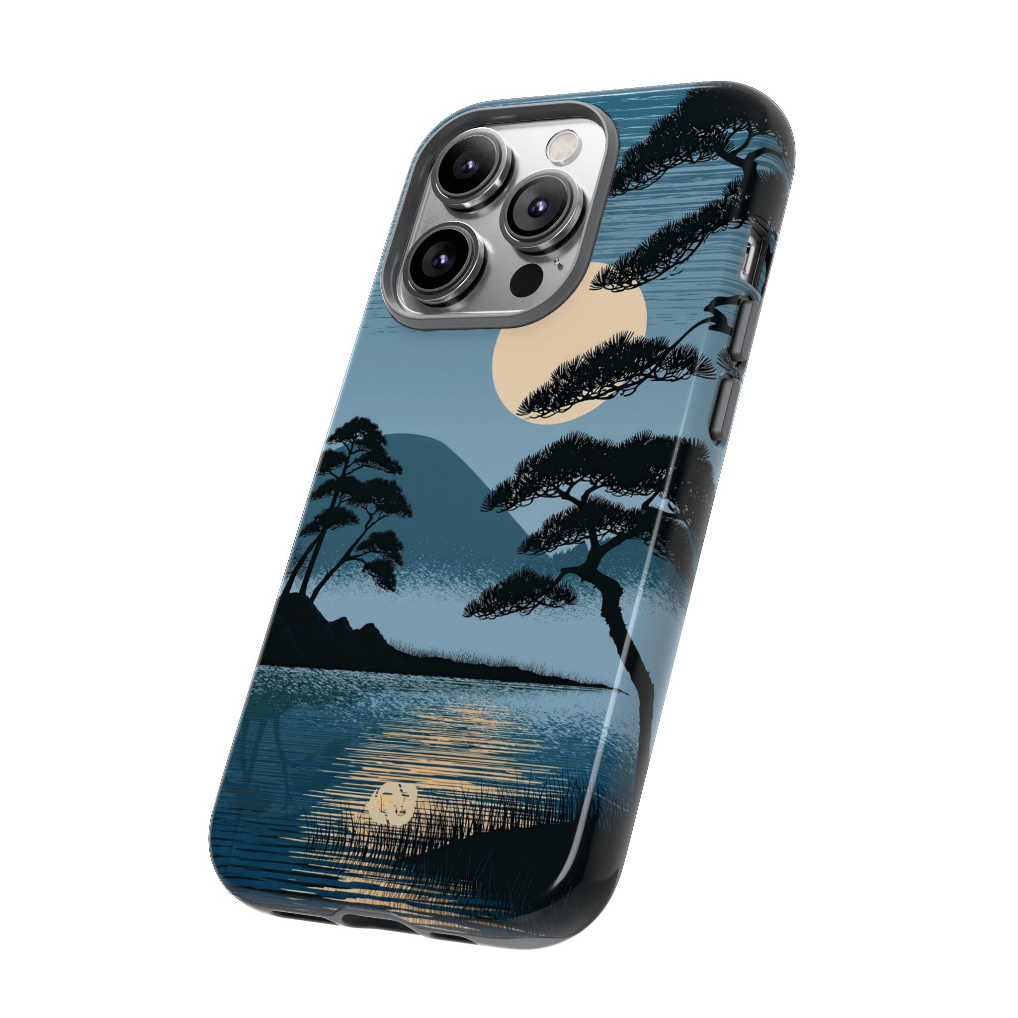 Blue Tough Phone Case for iPhone - Midnight Kyoto Pine