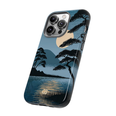 Blue Tough Phone Case for iPhone - Midnight Kyoto Pine