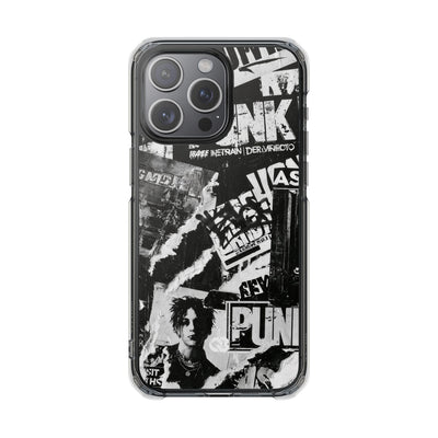 Underground Punk Collage · Clear Impact Magnetic Phone Case for iPhone · Black