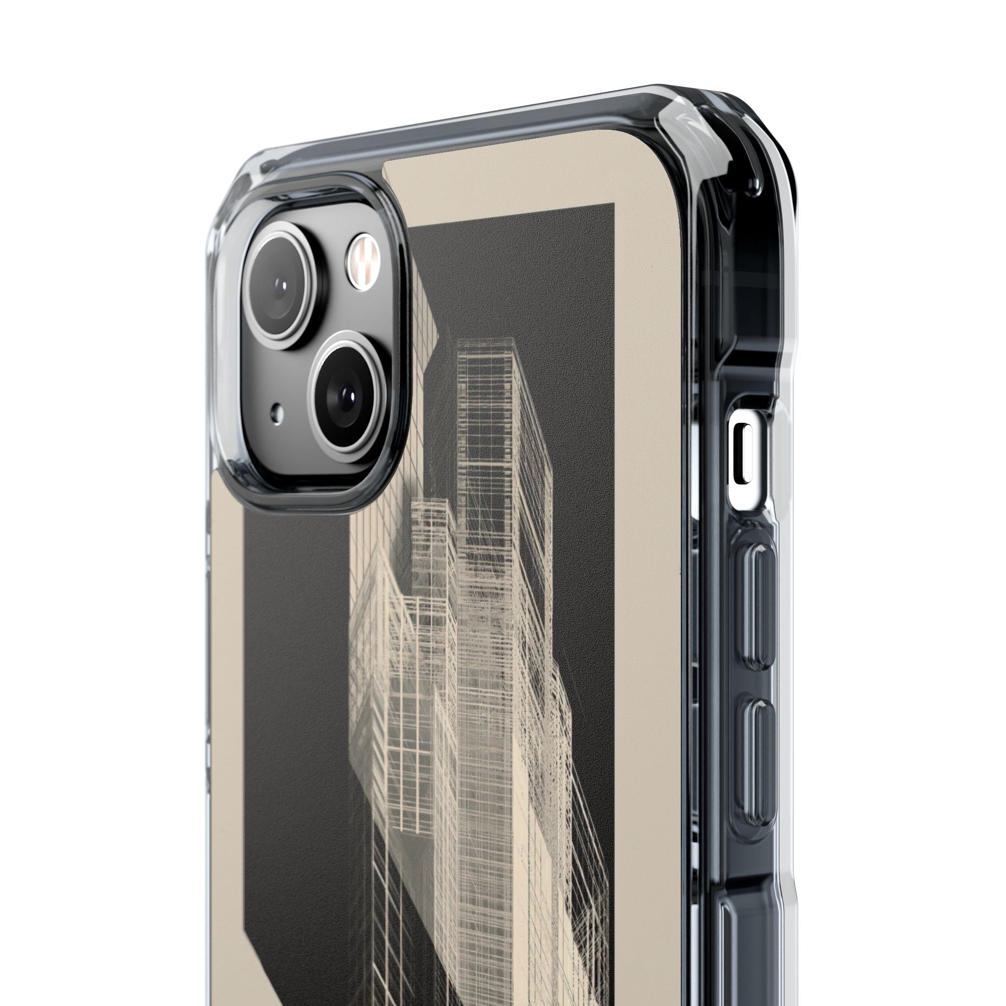 Beige Impact MagSafe Phone Case for iPhone - Monolith Urban Grid
