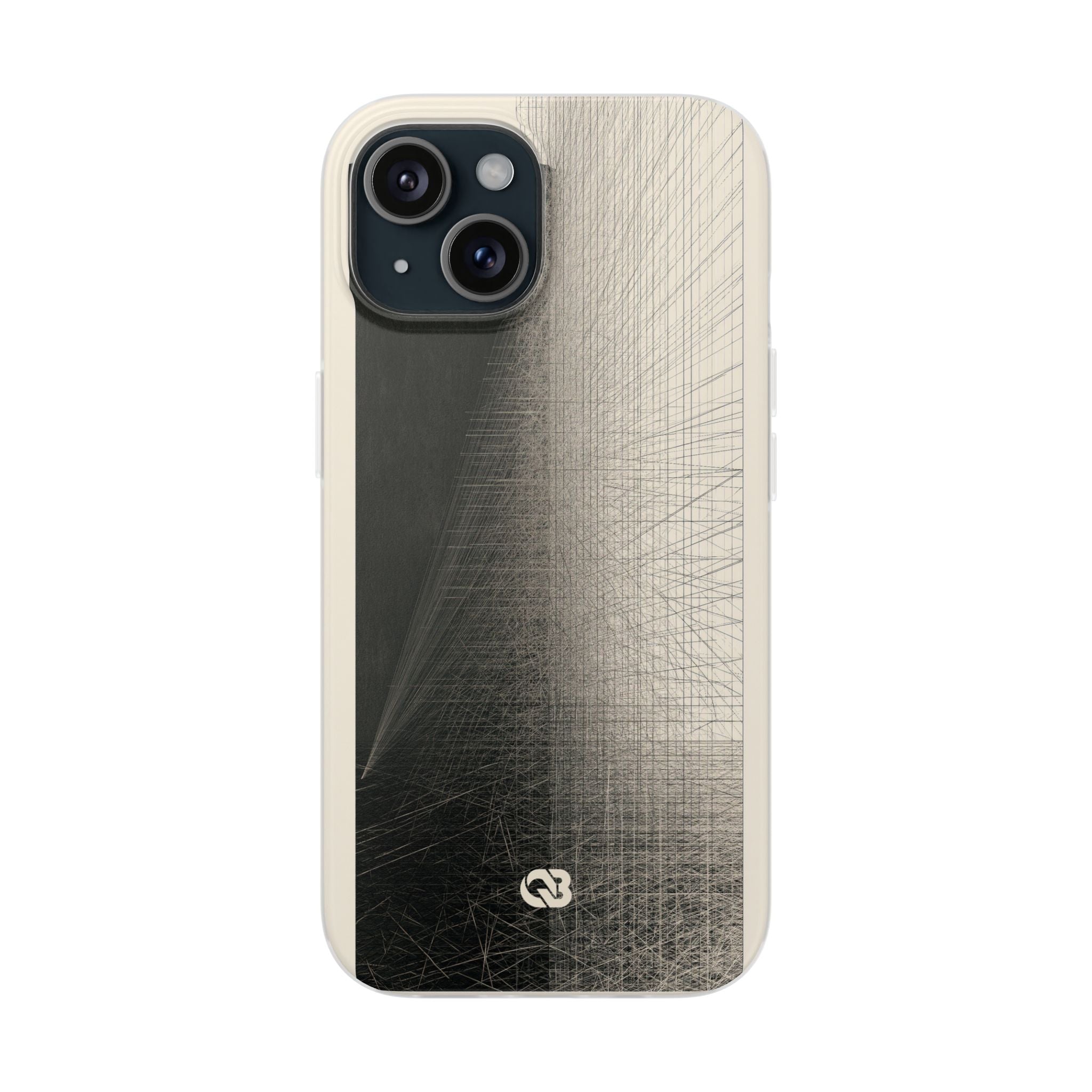 Beige Lite Phone Case for iPhone - Brutalist Graphite Grid