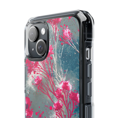 Cyber Blossom · Clear Impact Magnetic Phone Case for iPhone · Teal