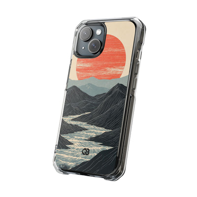 Beige Impact MagSafe Phone Case for iPhone - Crimson Ridge Flow