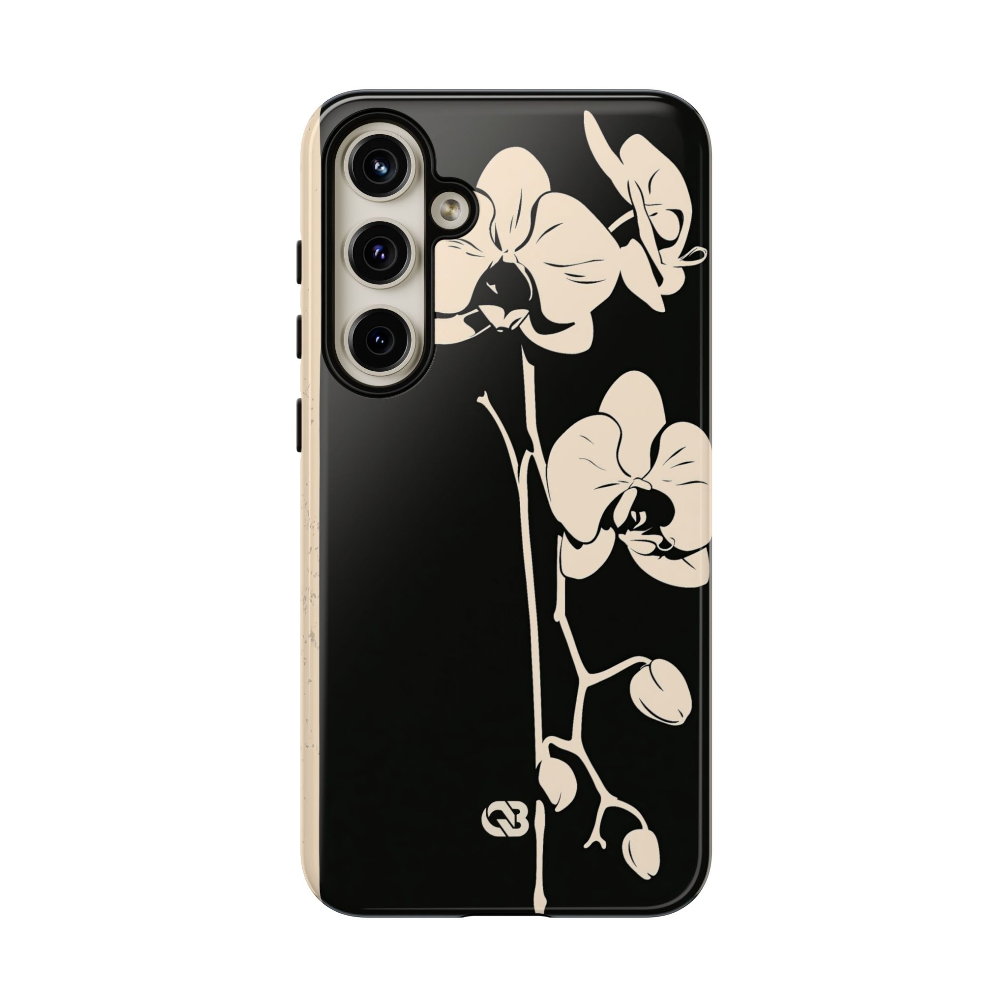 Black Tough Phone Case for Samsung - Obsidian Bone Orchid