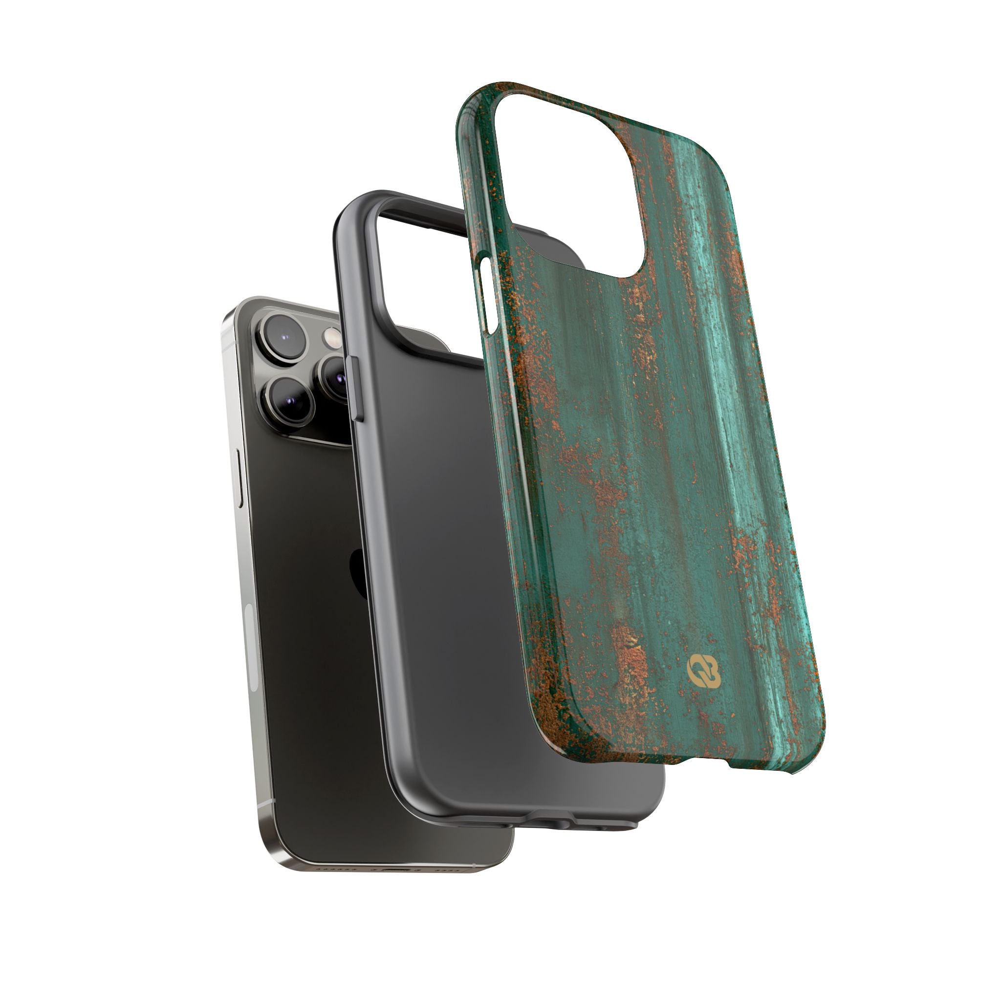 Teal Tough Phone Case for iPhone - Verdigris Copper Siding