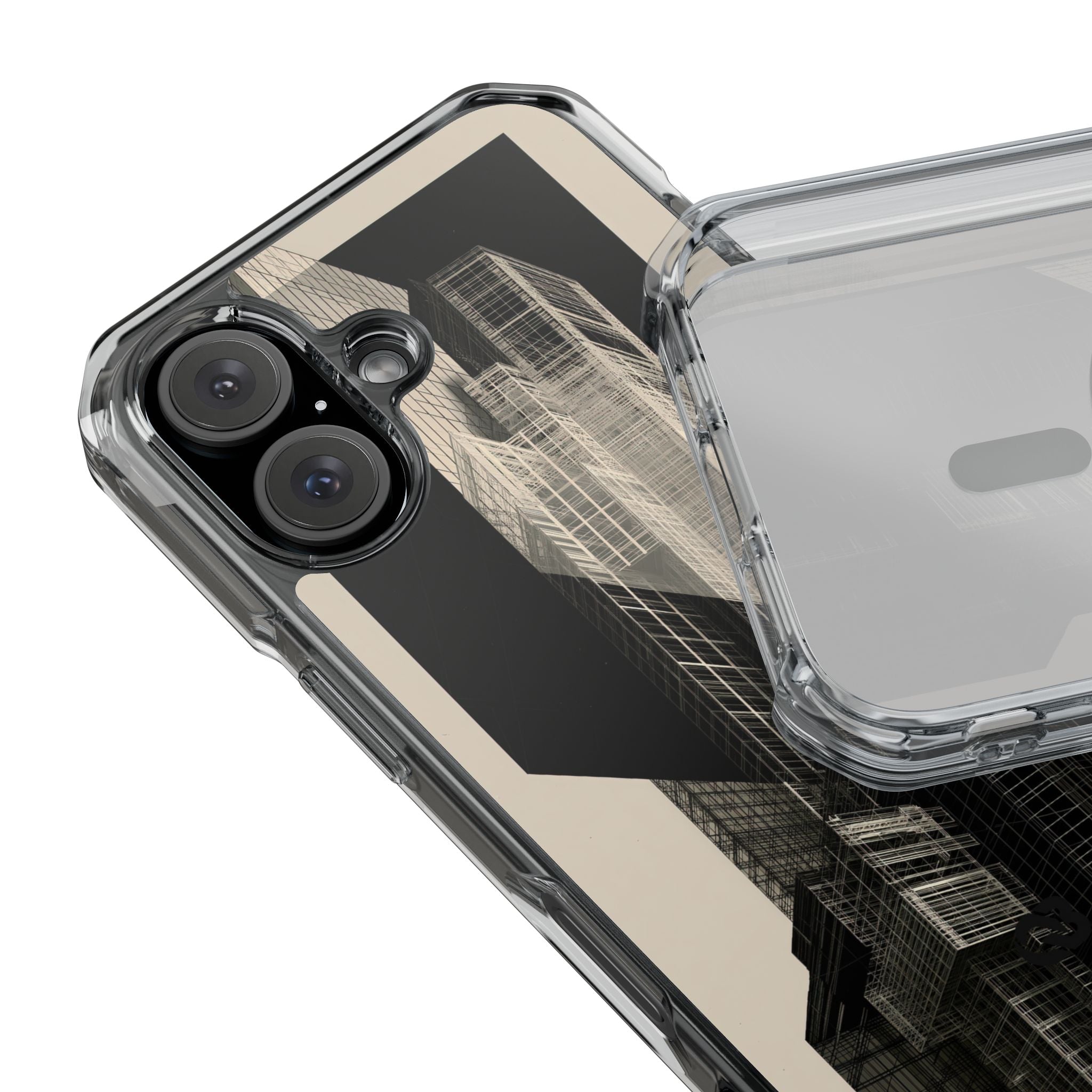 Beige Impact MagSafe Phone Case for iPhone - Monolith Urban Grid
