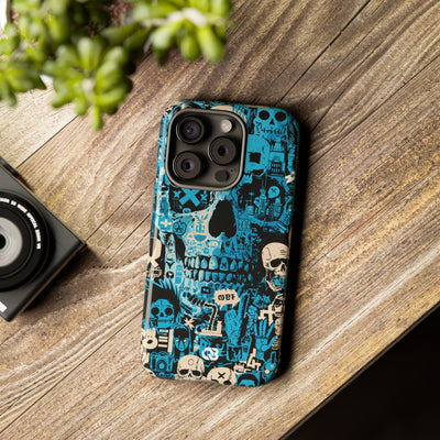 Electric Skull Graffiti · Tough Phone Case for iPhone · Blue